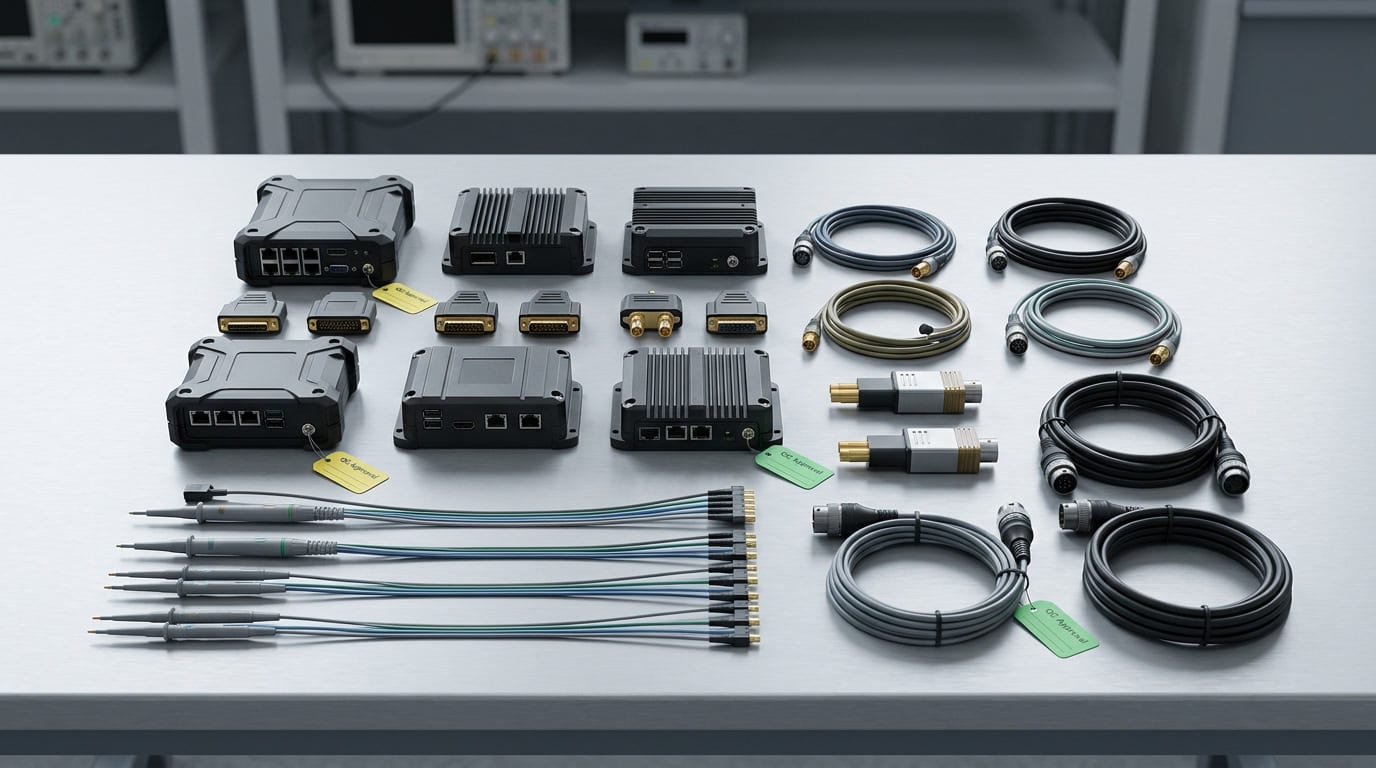 Modular workflow control rack with secured connectors and evaluation ports